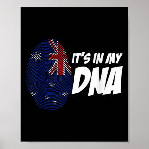 Nieuw-Zeelandse Vlag Kiwi Vingerafdruk Cadeau Nieu Poster