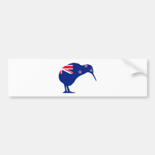 Nieuw-Zeelandse vlag met Kiwi SIlhouette Bumpersticker