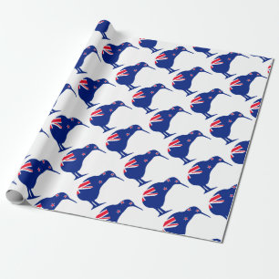 Nieuw-Zeelandse vlag met Kiwi SIlhouette Cadeaupapier