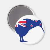 Nieuw-Zeelandse vlag met Kiwi SIlhouette Magneet (Voorkant / Achterkant)