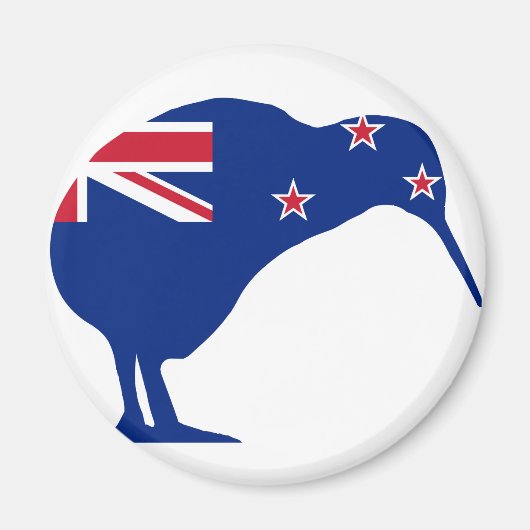 Nieuw-Zeelandse vlag met Kiwi SIlhouette Magneet (Voorkant)