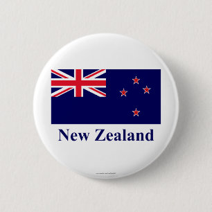 Nieuw-Zeelandse vlag met naam Ronde Button 5,7 Cm
