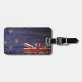 Nieuw-Zeelandse vlag op oude houten korrels Bagagelabel (Voorkant horizontaal)