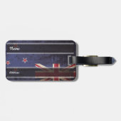 Nieuw-Zeelandse vlag op oude houten korrels Bagagelabel (Achterkant horizontaal)