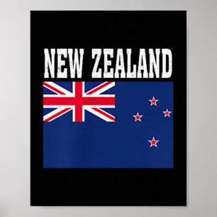Nieuw-Zeelandse vlag patriottische nationale worte Poster