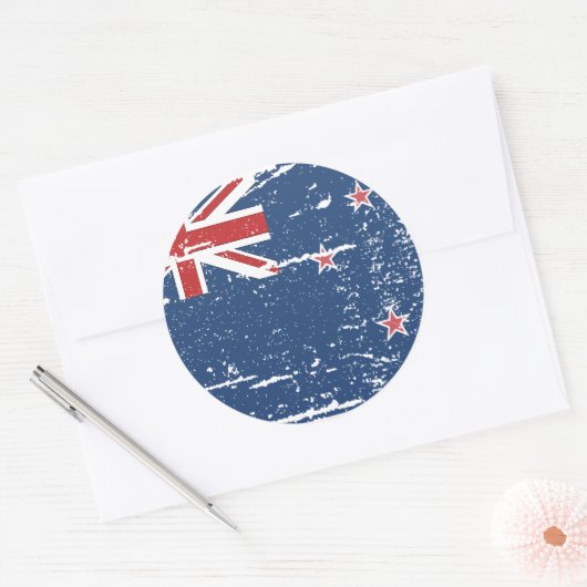 -Nieuw-Zeelandse vlag Ronde Sticker (Envelop)