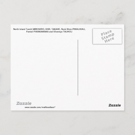 Nieuw-Zeelandse vogels postkaart (Achterkant)