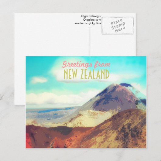 Nieuw-Zeelandse vulkanische briefkaart (Voorkant / Achterkant)