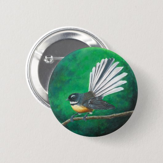 Nieuw-Zeelandse waaierstaart (piwakawaka) - Badge Ronde Button 5,7 Cm (Voorkant /achterkant)