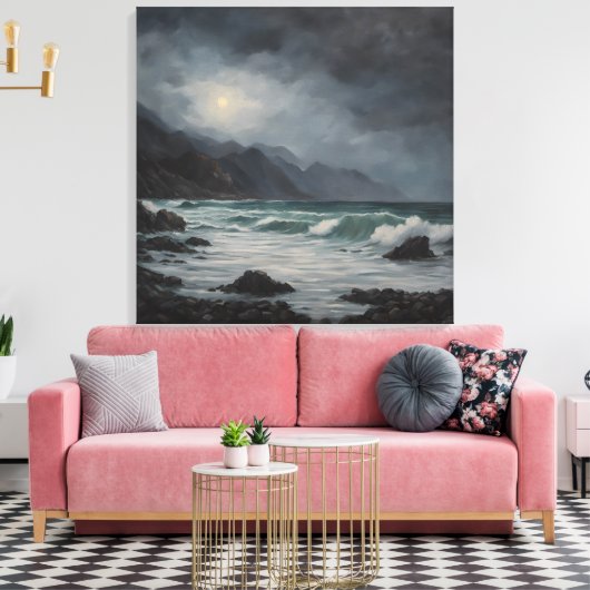 Nieuw-Zeelandse westkust - stretched canvas Print (Insitu (Woonkamer))