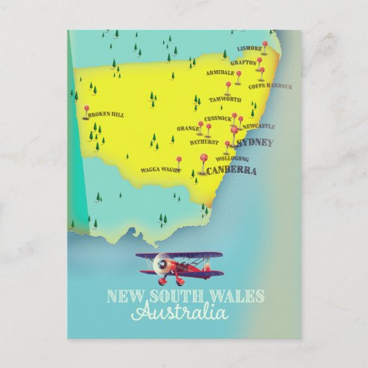 Nieuw Zuid-Wales Australië kaart (Voorkant)