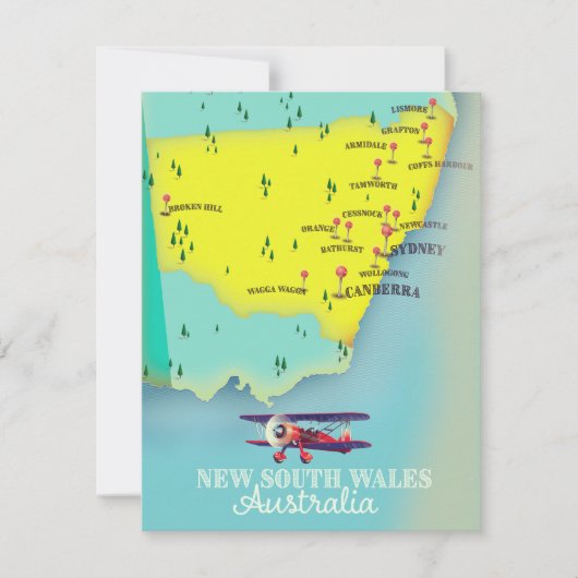Nieuw Zuid-Wales Australië kaart (Voorkant)