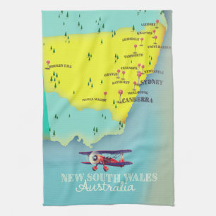 Nieuw Zuid-Wales Australië kaart Theedoek
