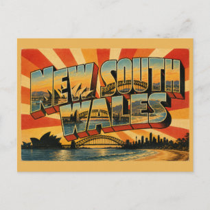 Nieuw Zuid-Wales Australië Vintage Reis Kunst Briefkaart