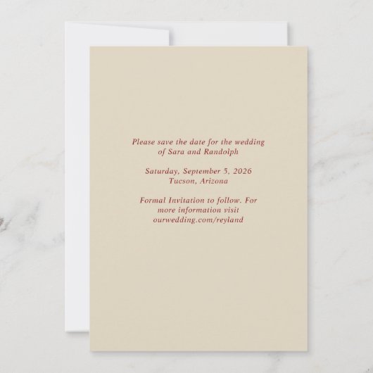 Nieuwe 2026 minimalistische foto save the date (Achterkant)