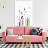 Nieuwe 2 bloemen vase Stretted Canvas Print (Insitu (Woonkamer))