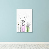 Nieuwe 2 bloemen vase Stretted Canvas Print (Insitu (Houten vloer))
