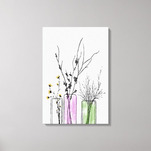 Nieuwe 2 bloemen vase Stretted Canvas Print (Voorkant)