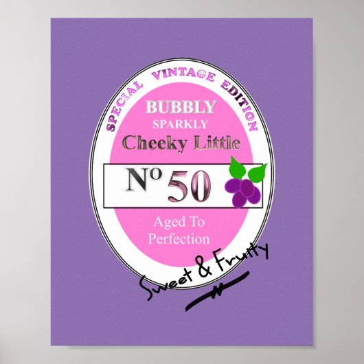 Nieuwe 50e mijlpaal op zaterdag Funny Wine Label Poster (Voorkant)