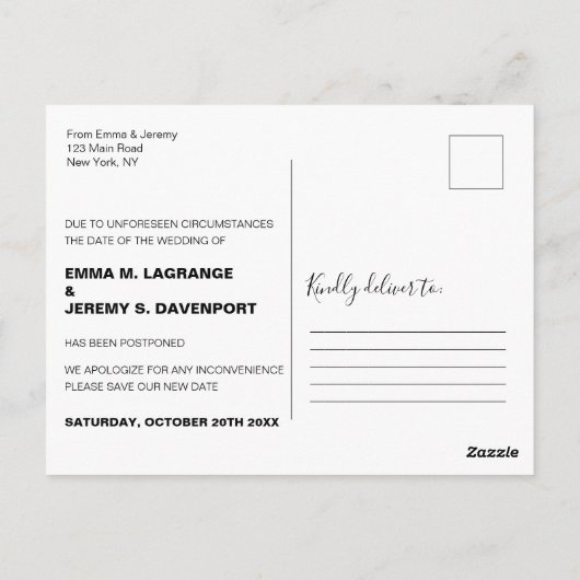 Nieuwe aangepaste fotobruiloft briefkaart (Achterkant)