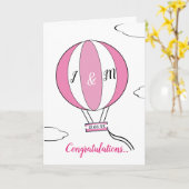 Nieuwe aankomstbare baby-meisje met heteluchtballo kaart (Gele Bloem)