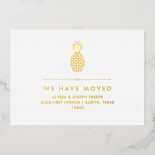 Nieuwe aankondiging adres met Gold Foil ananas