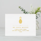 Nieuwe aankondiging adres met Gold Foil ananas (Staand Voorkant)