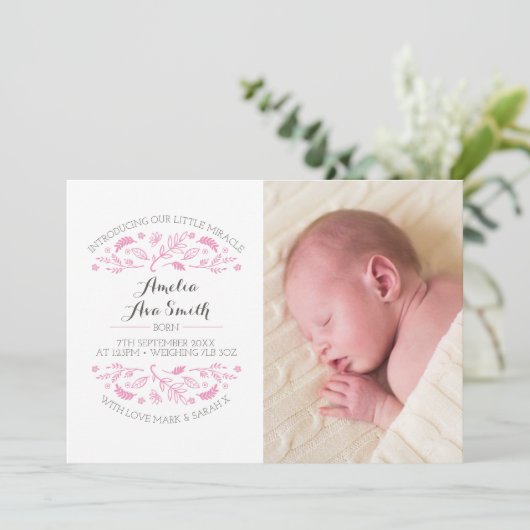 Nieuwe aankondiging van een meisje voor baby's/bed (Staand voorkant)