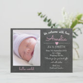 Nieuwe aankondiging van een meisje voor baby's/bed (Staand voorkant)