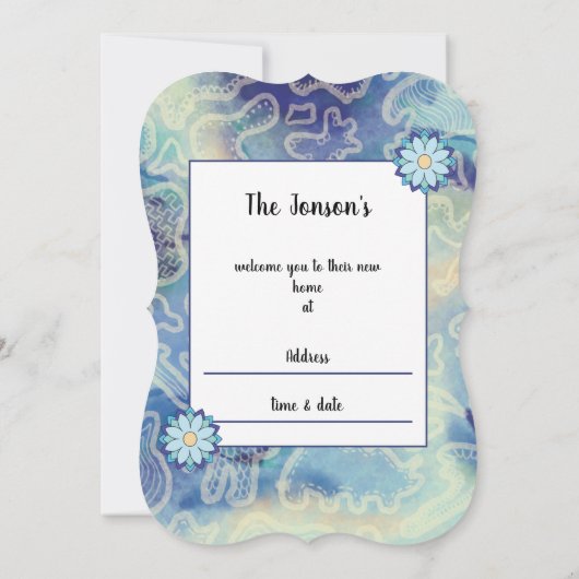 Nieuwe abstracte uitnodiging voor thuisblauw (Achterkant)