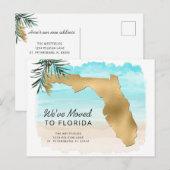 Nieuwe Adres Florida Map Beach Scene Moving Aankondigingskaart (Voorkant / Achterkant)