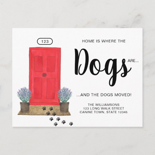 Nieuwe adres honden verhuizen aankondigingskaart (Voorkant)