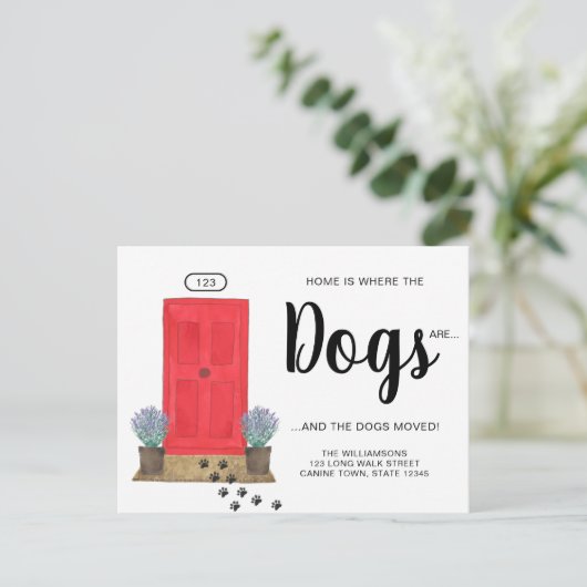 Nieuwe adres honden verhuizen aankondigingskaart (Staand voorkant)