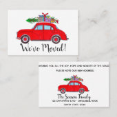 Nieuwe Adres Rode auto met kerstcadeaus Visitekaartje (Voorkant / Achterkant)
