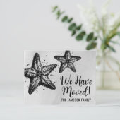 Nieuwe Adres Strand Bewegende Aankondiging Kaart (Staand voorkant)