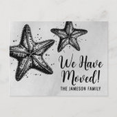 Nieuwe Adres Strand Bewegende Aankondiging Kaart (Voorkant)