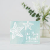 Nieuwe Adres Strand Bewegende Aankondiging Kaart (Staand voorkant)