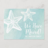 Nieuwe Adres Strand Bewegende Aankondiging Kaart (Voorkant)