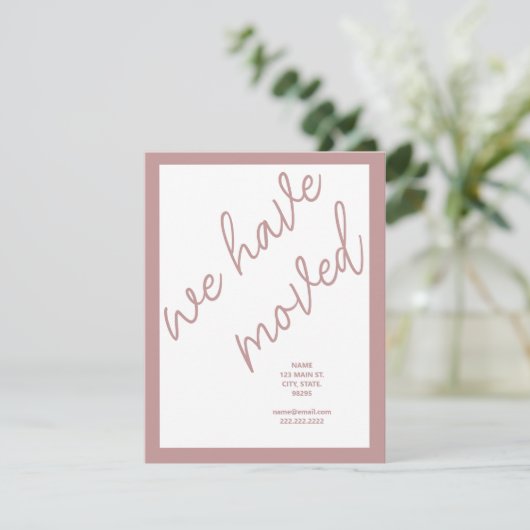 Nieuwe adres verhuisaankondiging | Roos Taupe (Staand voorkant)