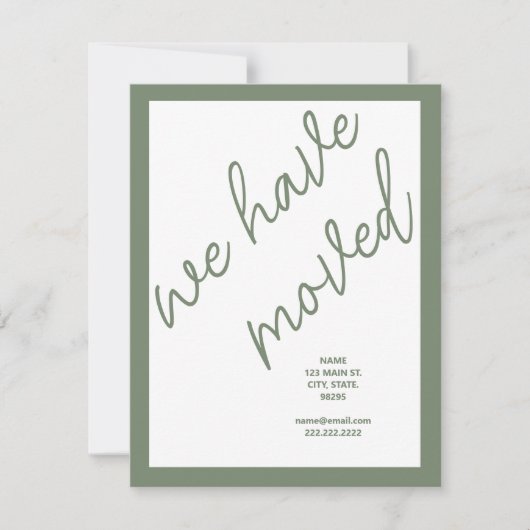 Nieuwe adres verhuisaankondiging | Sage Green (Voorkant)