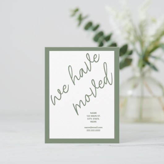 Nieuwe adres verhuisaankondiging | Sage Green (Staand voorkant)