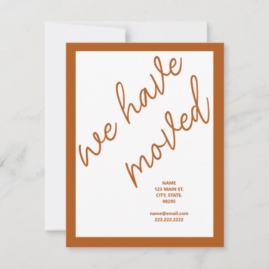 Nieuwe adres verhuisaankondiging | Verbrand Sinaas (Voorkant)