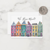 Nieuwe adres Waterverf Bewegende Aankondiging Kaar (Voorkant / Achterkant in situ)