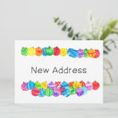 Nieuwe adresaankondiging, waterverf-bubbels kaart (Staand voorkant)