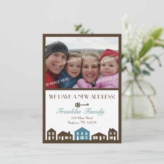 Nieuwe adresaankondigingskaart aankondiging (Staand voorkant)