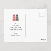 nieuwe adresbewegende aankondigkaart briefkaart (Achterkant)