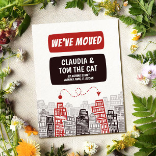 nieuwe adresbewegende aankondigkaart briefkaart