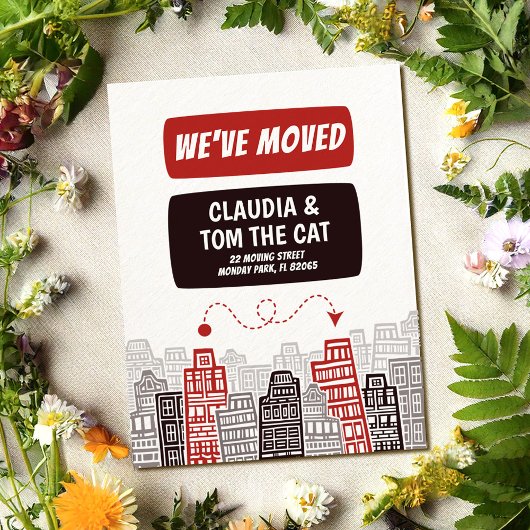 nieuwe adresbewegende aankondigkaart briefkaart