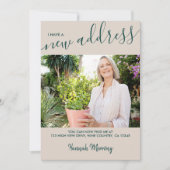 Nieuwe adresfoto en legant Script Beige Moving Aankondiging (Voorkant)