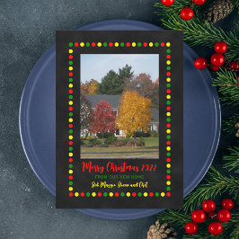 Nieuwe adresfoto met kerstverlichting kaart